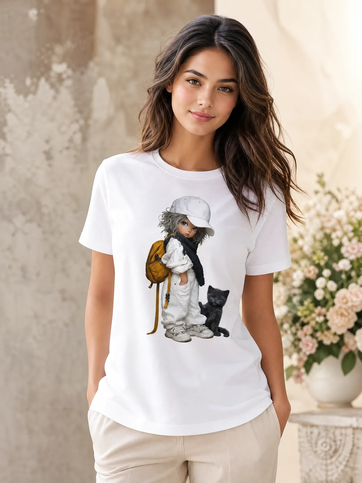 Blusa Diseño Niña y Gatito – Estilo Tierno y Encantador