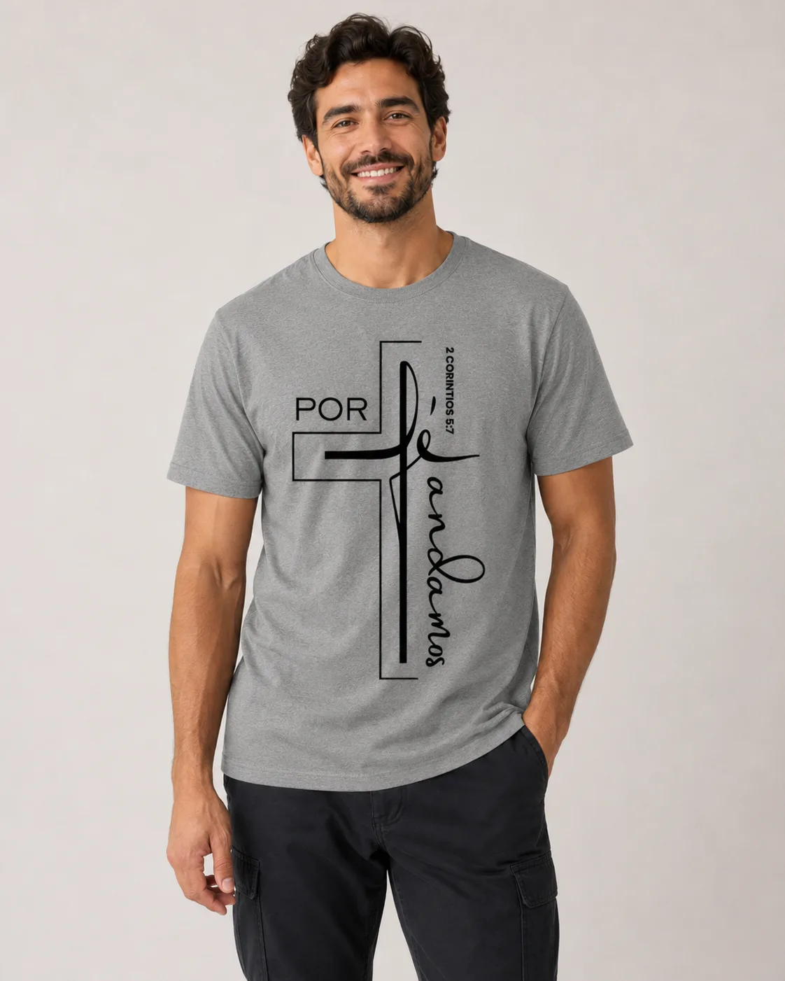 Camiseta Hombre “Por Fe Andamos” – 2 Corintios 5:7
