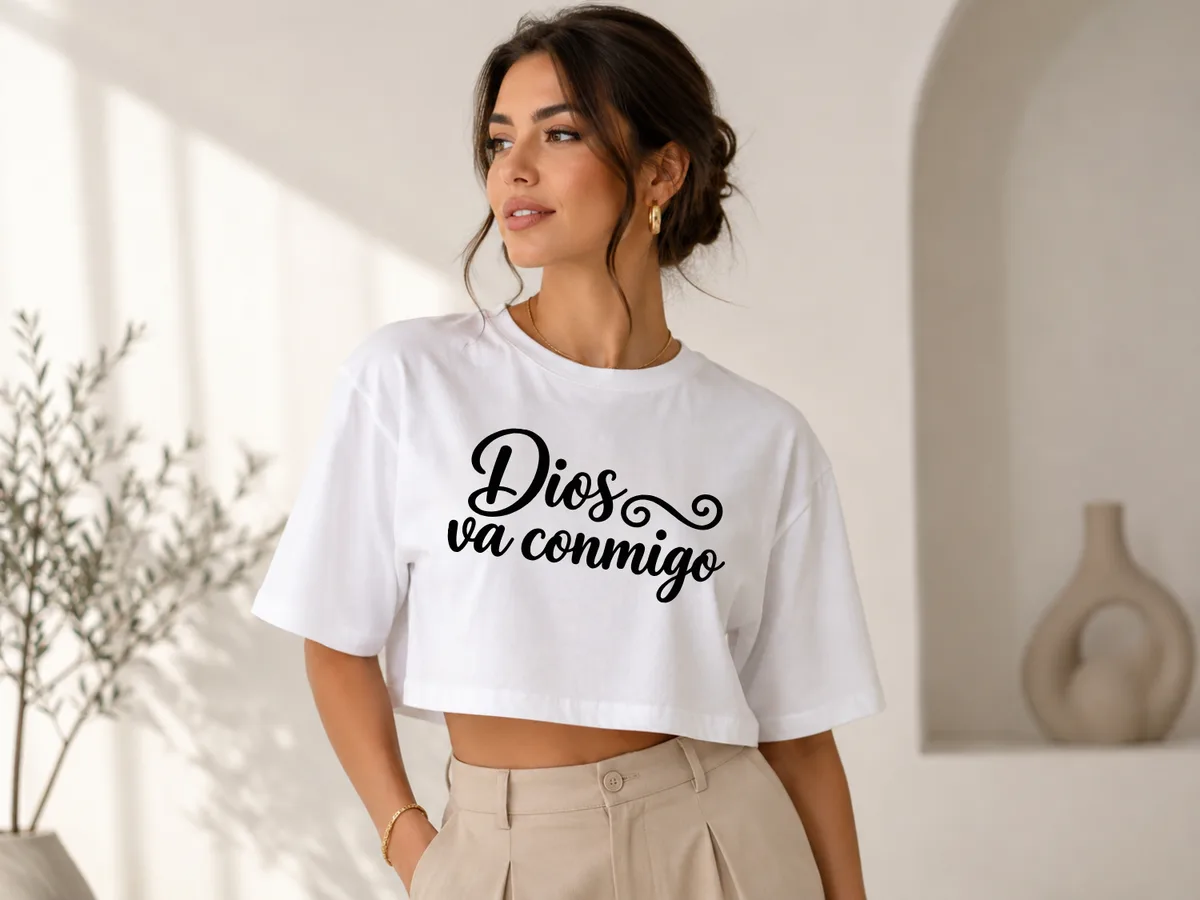 Crop Top Dama “Dios Va Conmigo”