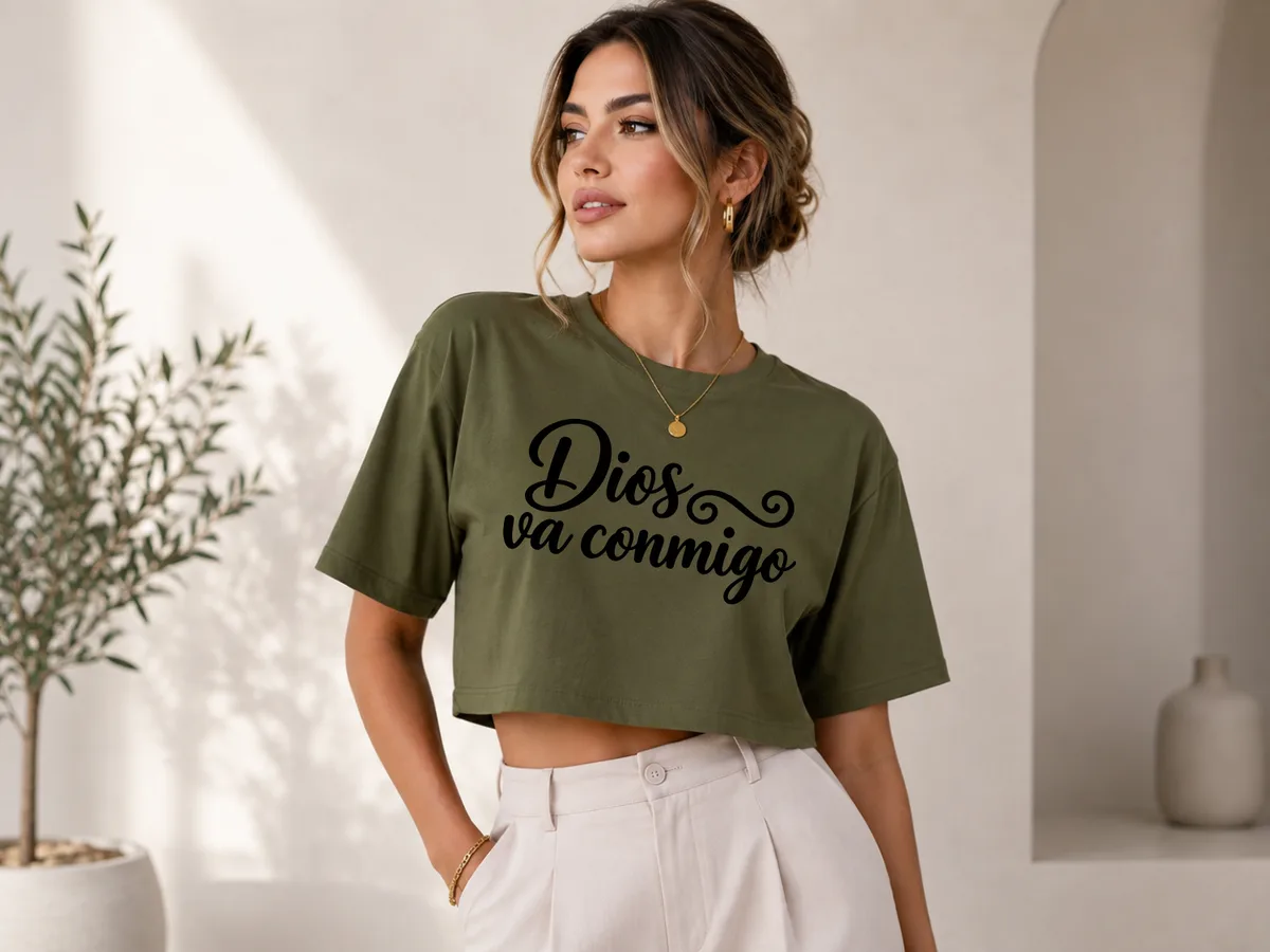 Crop Top Dama “Dios Va Conmigo”