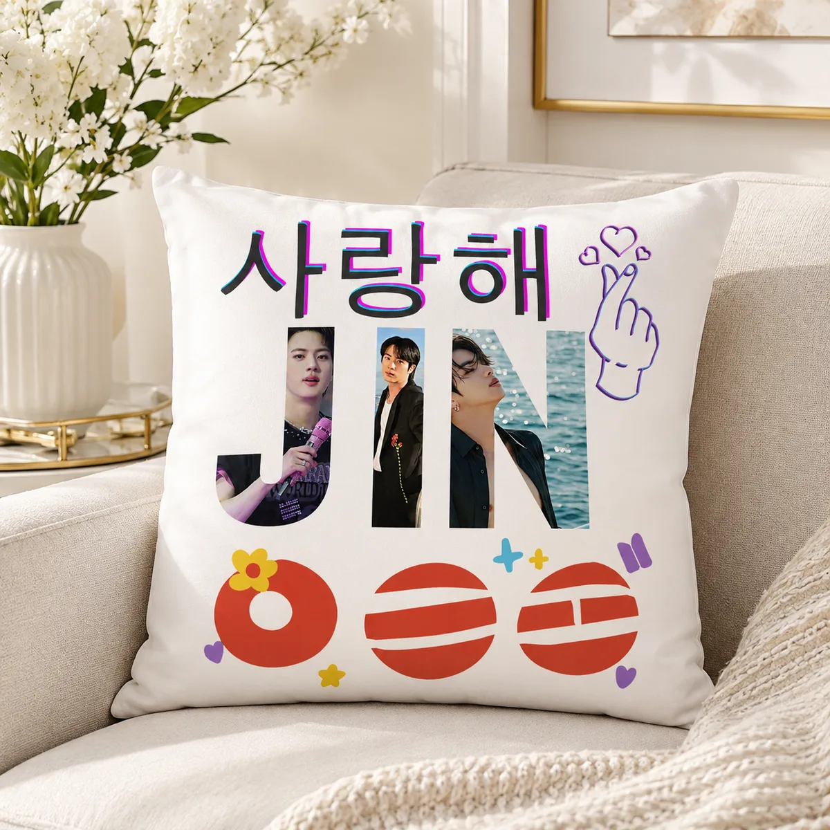 Funda para Cojín K-Pop JIN Diseño Coreano