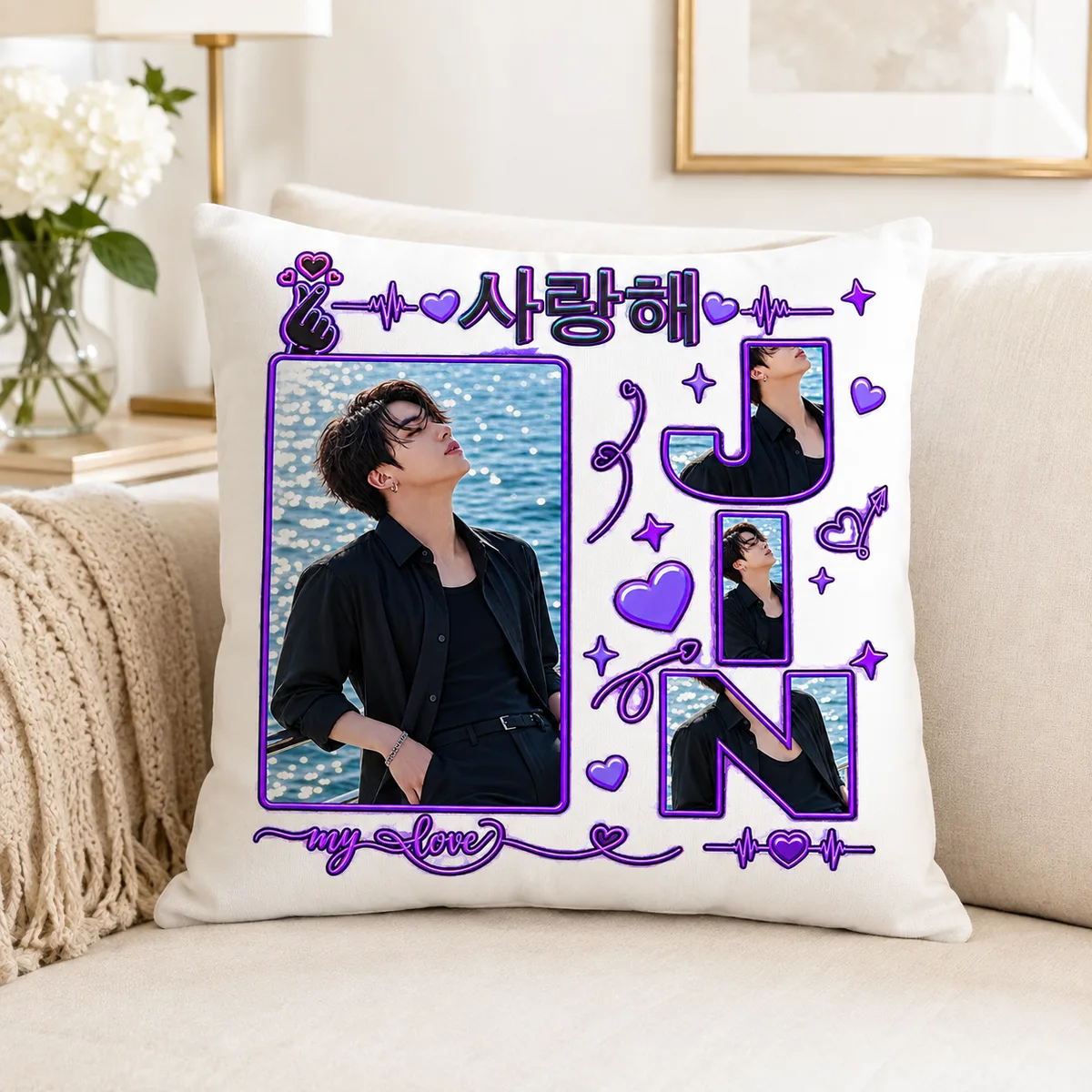Funda para Cojín JIN K-Pop Diseño Love