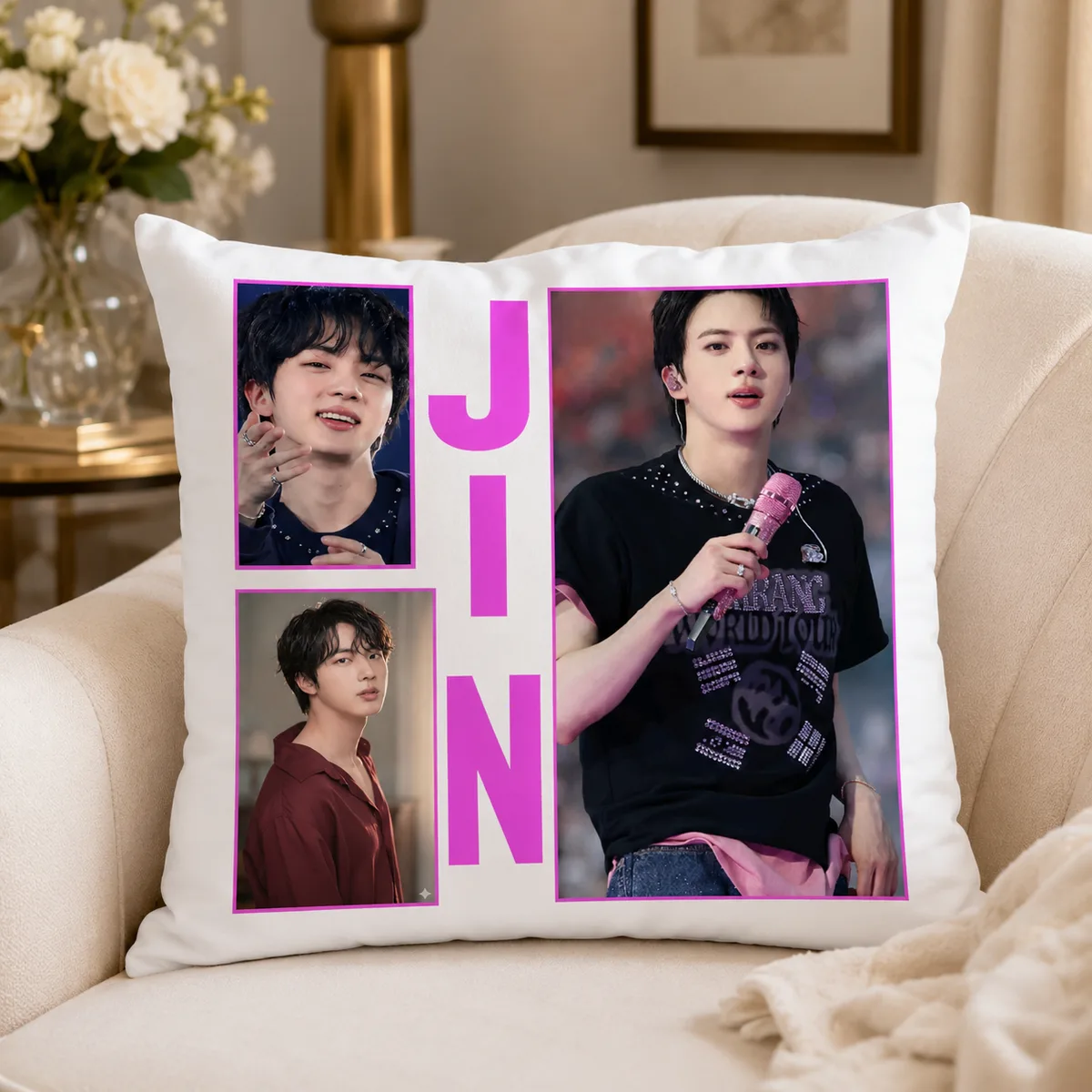 Funda para Cojín JIN K-Pop Diseño Fotográfico