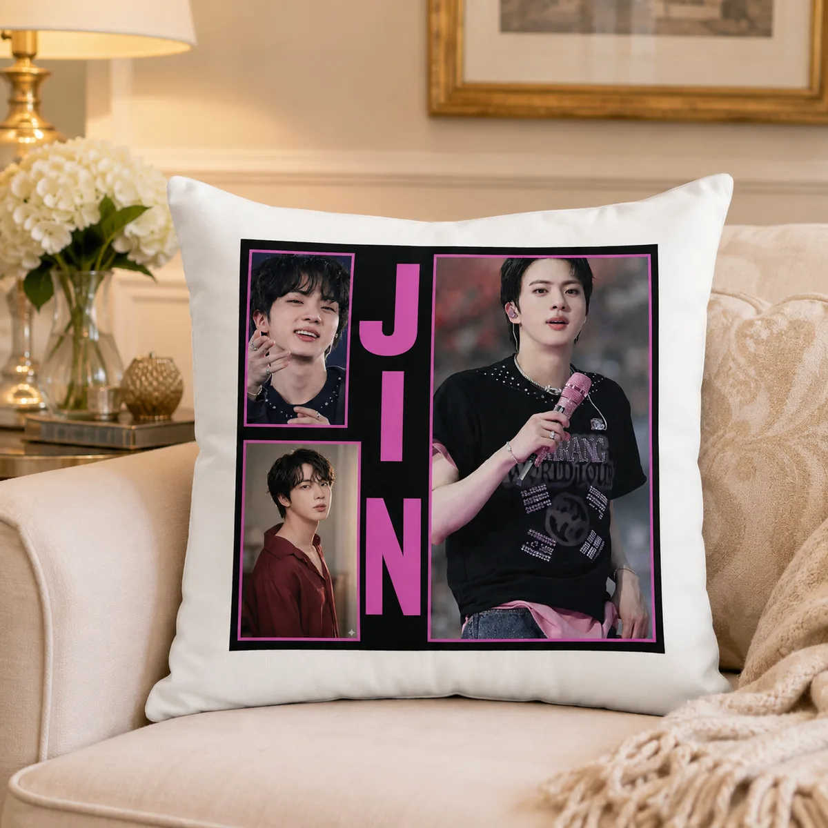 Funda para Cojín JIN K-Pop Diseño Fotográfico