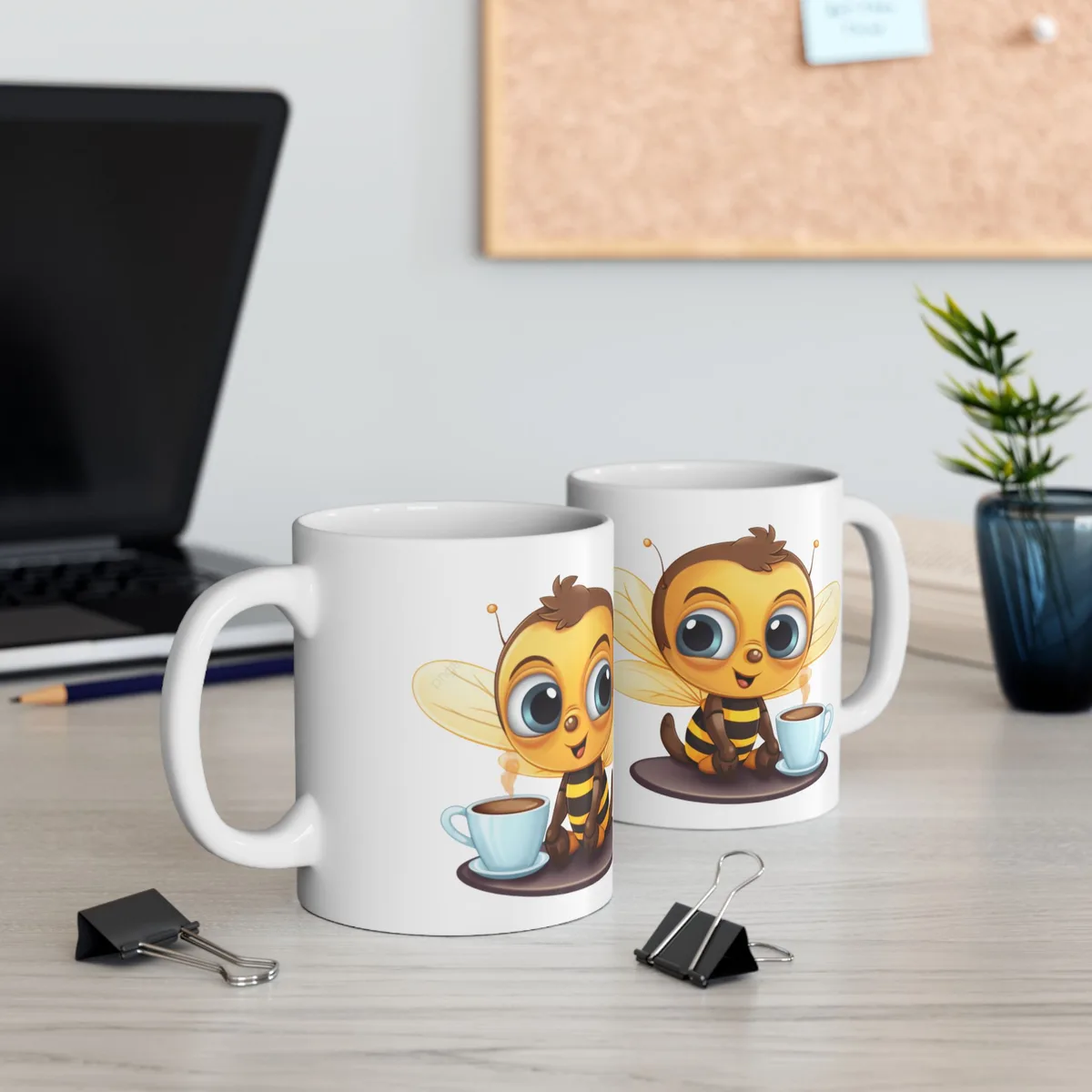 Taza Clásica Abejita Tierna con Café – Diseño Infantil