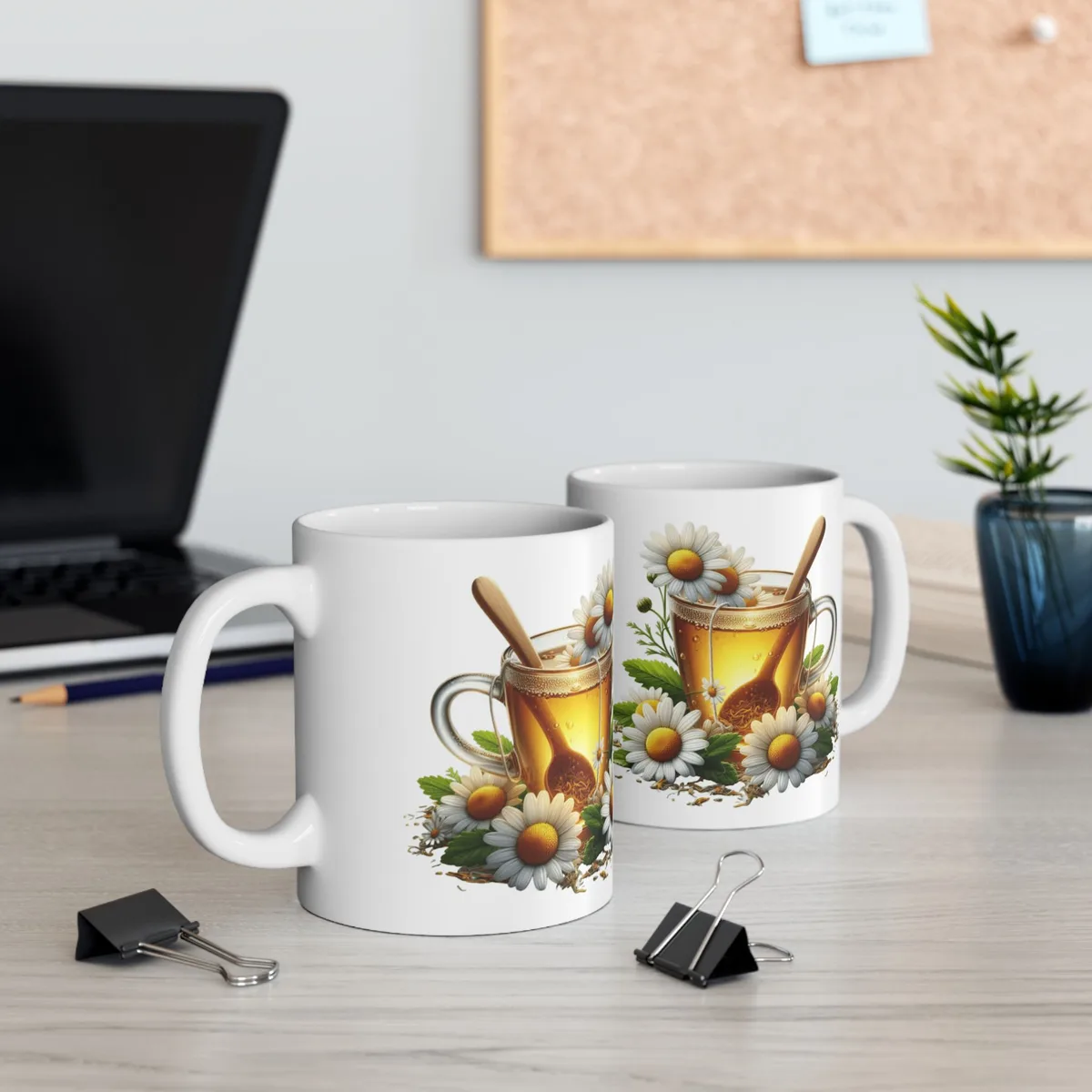 Taza Clásica Té de Manzanilla con Margaritas – Diseño Botánico