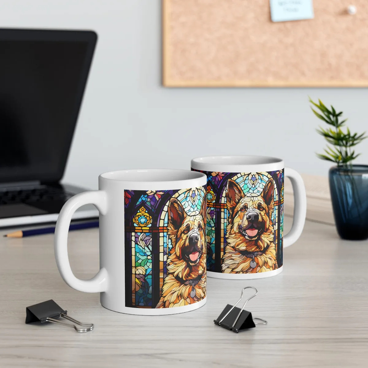 Taza Clásica Blanca – Diseño Pastor Alemán Artístico