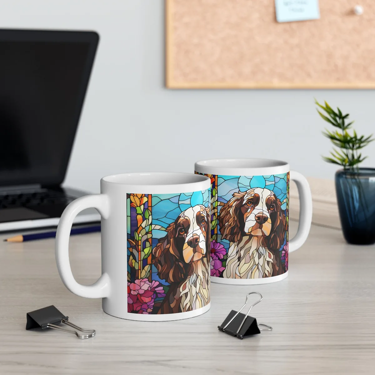 Taza Clásica Blanca – Diseño Springer Spaniel Artístico