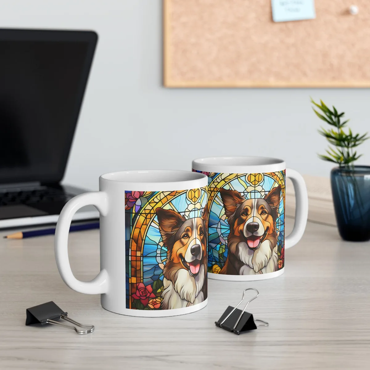 Taza Clásica Blanca – Diseño Collie Artístico