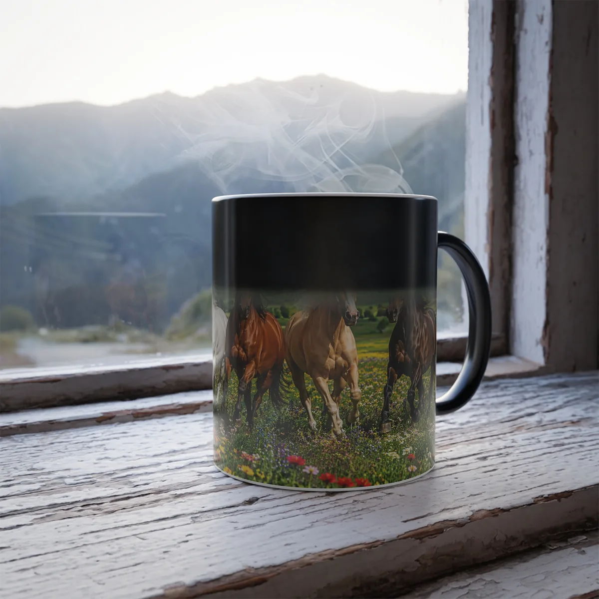 Taza Mágica Caballos en Libertad