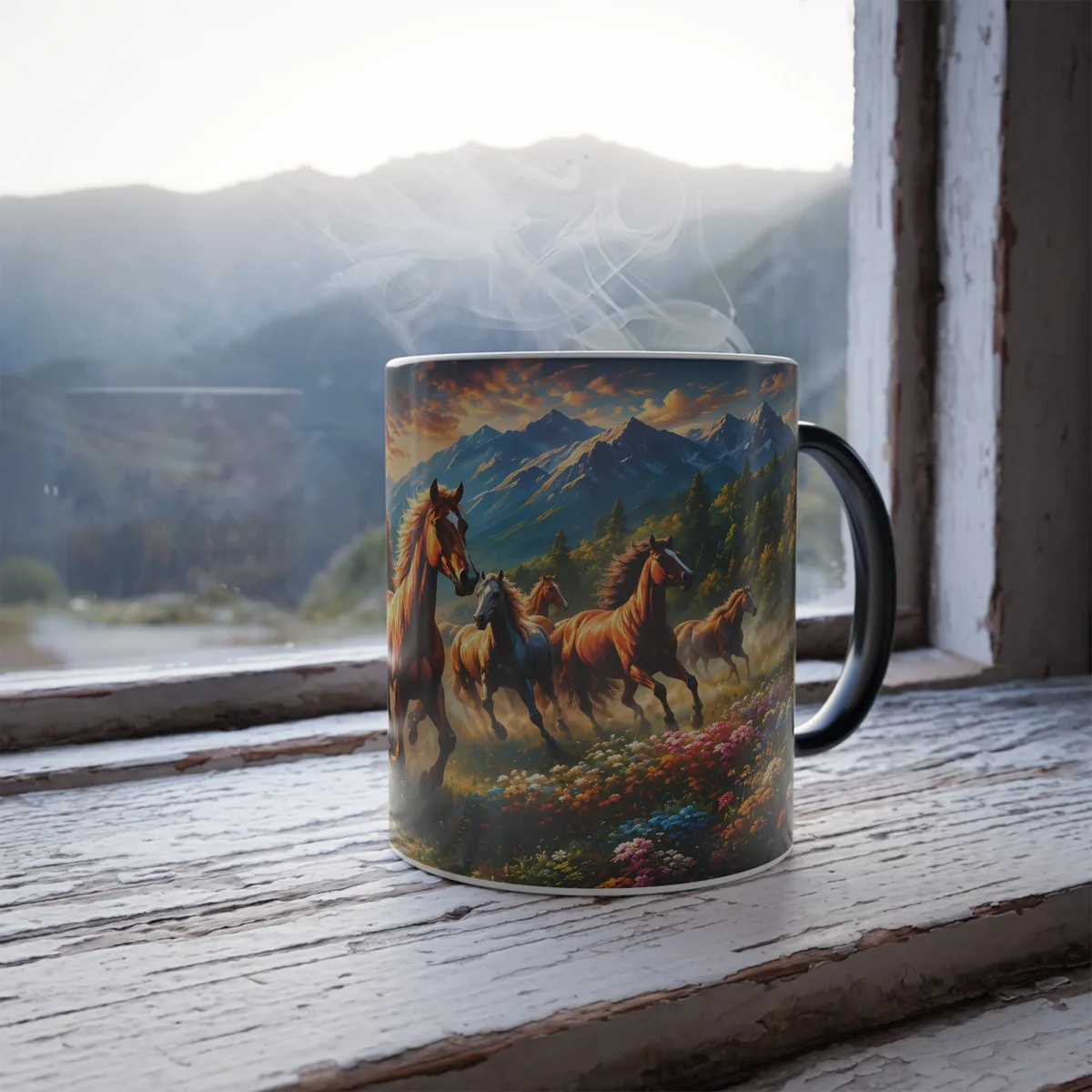 Taza Mágica Caballos en Libertad