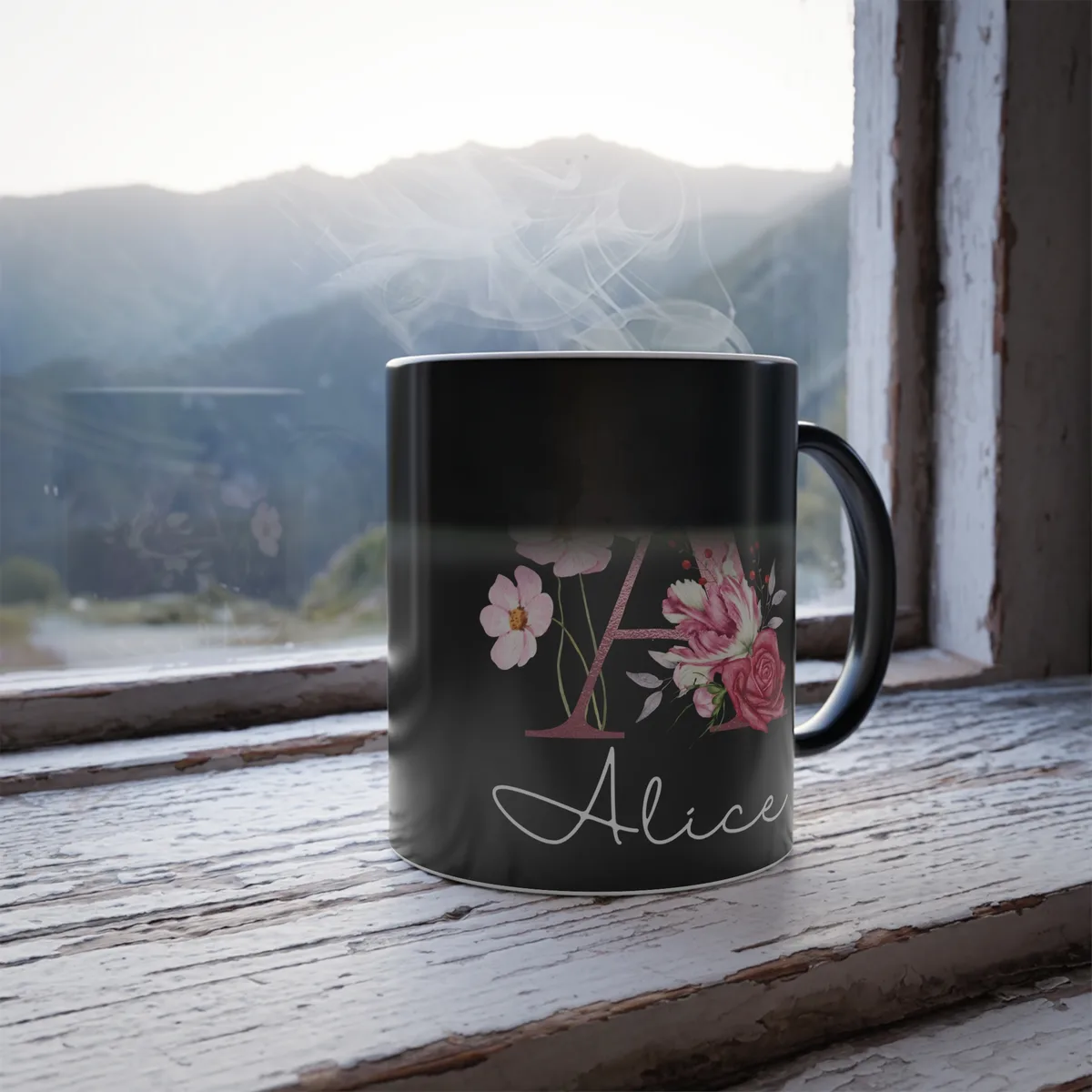 Taza Mágica Personalizada “Inicial Floral