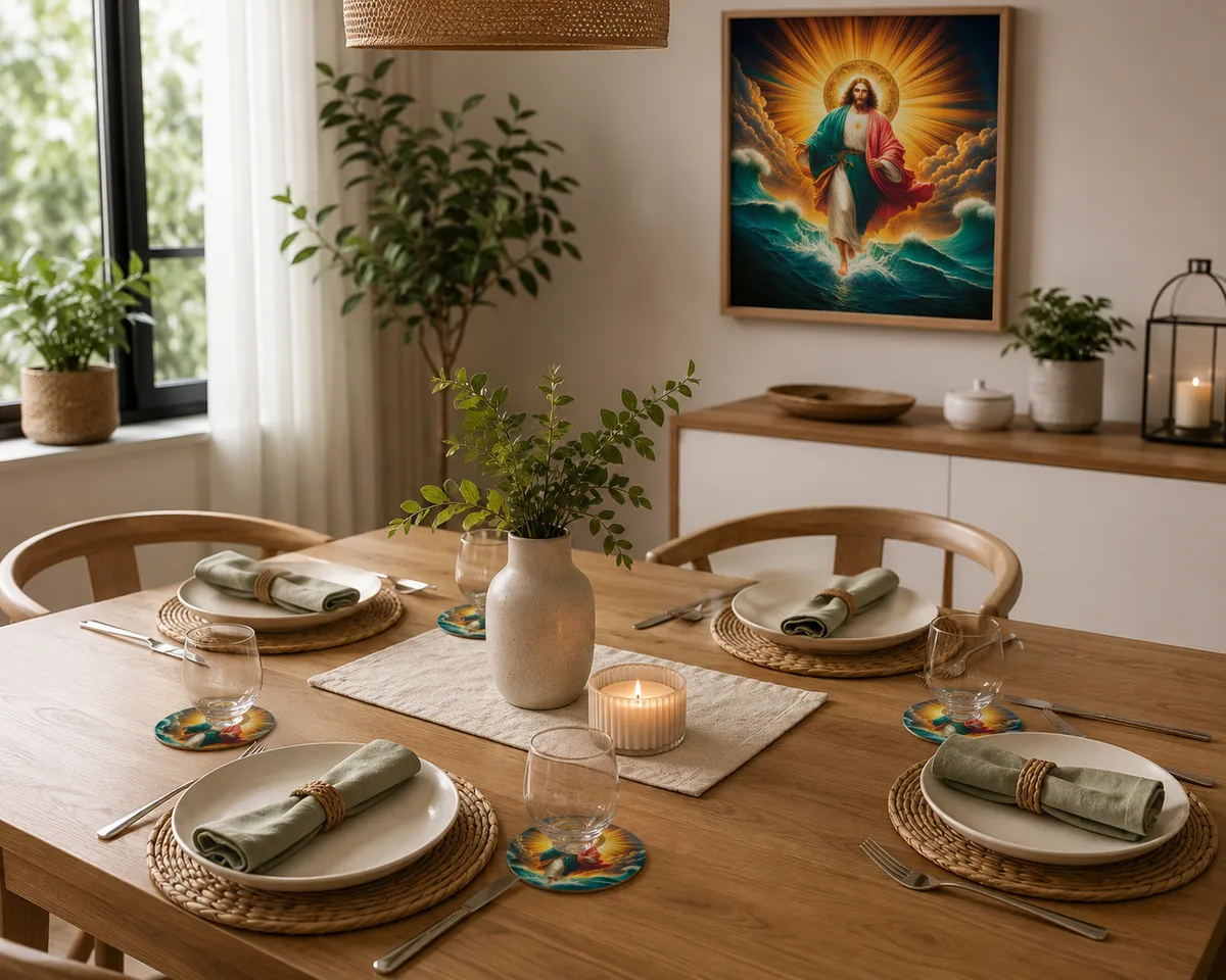Posavasos Decorativo de Jesús sobre las Olas