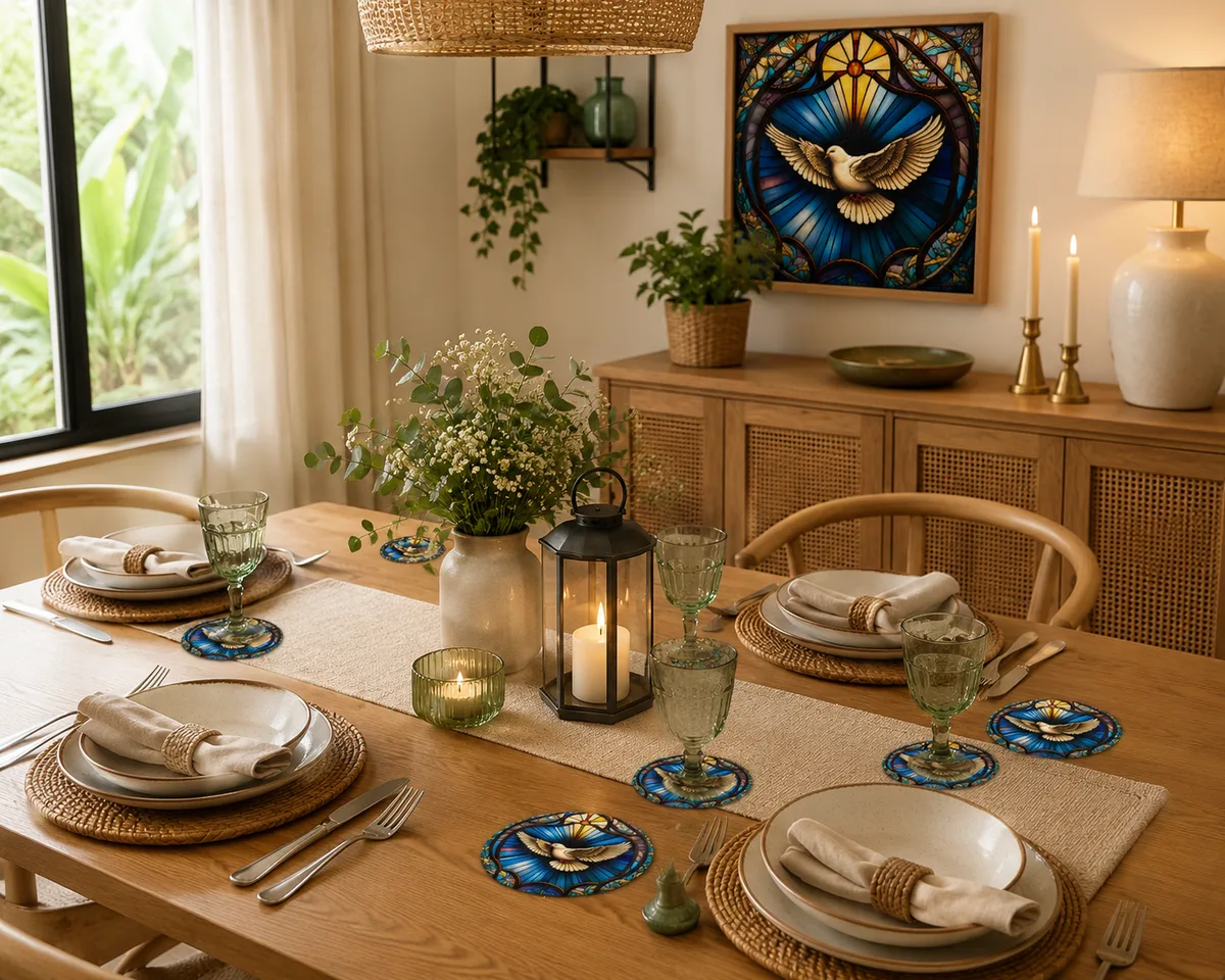Posavasos Decorativo Paloma de la Paz en Vitral