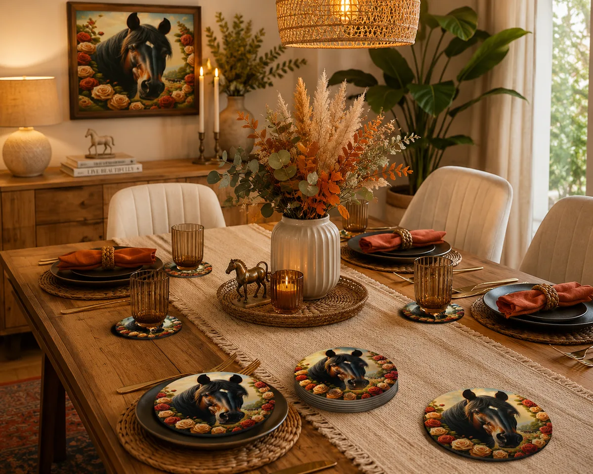 Posavasos Decorativo Caballo entre Rosas