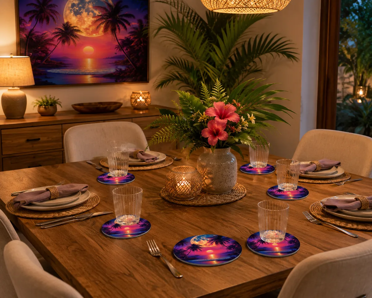 Posavasos Luna Tropical: Magia y Color para tu Mesa