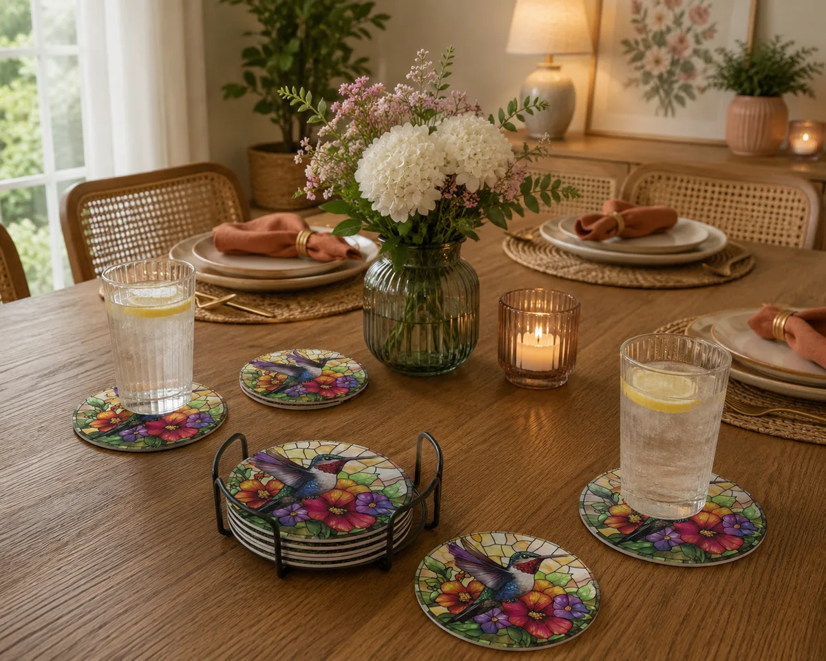 Posavasos Colibrí Floral Vitrificado